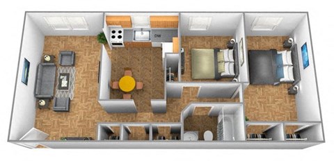 our apartments have a spacious living room and kitchen with a large dining area at Winston Apartments, Maryland, 21239